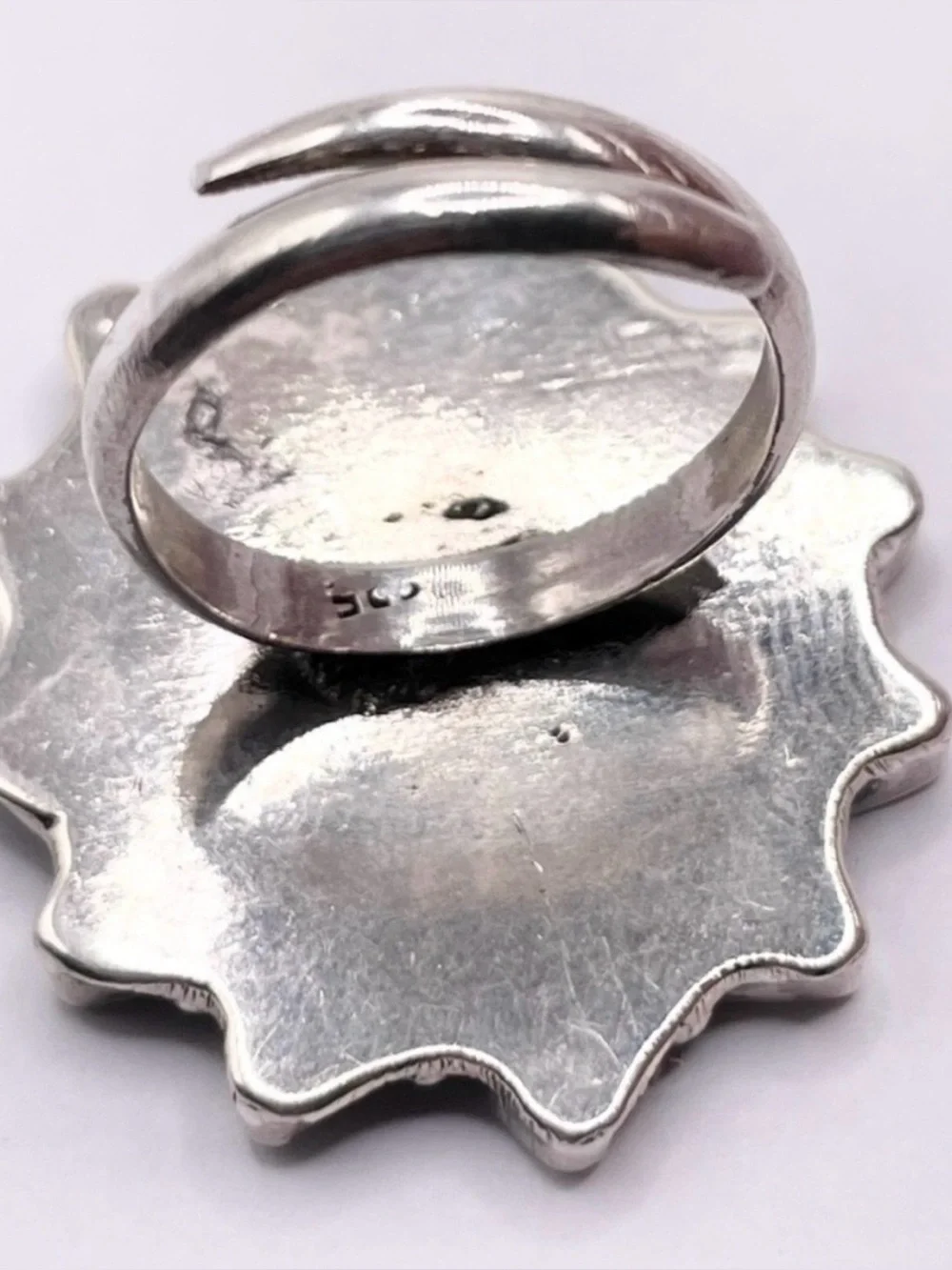 Size 7.5 Turquoise Sunburst statement Sterling Silver Ring